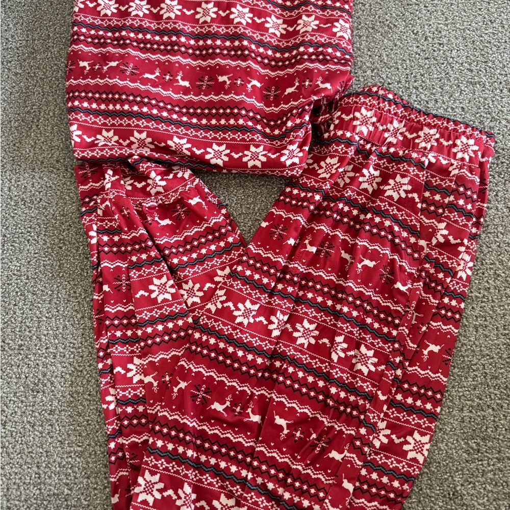 Red and White Holiday Fair Isle Lounge Pajamas